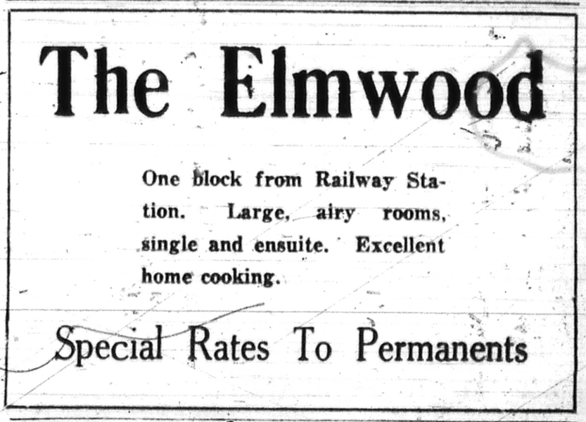 A 1921 newspaper ad for the Elmwood Hotel. - NOVA SCOTIA ARCHIVES