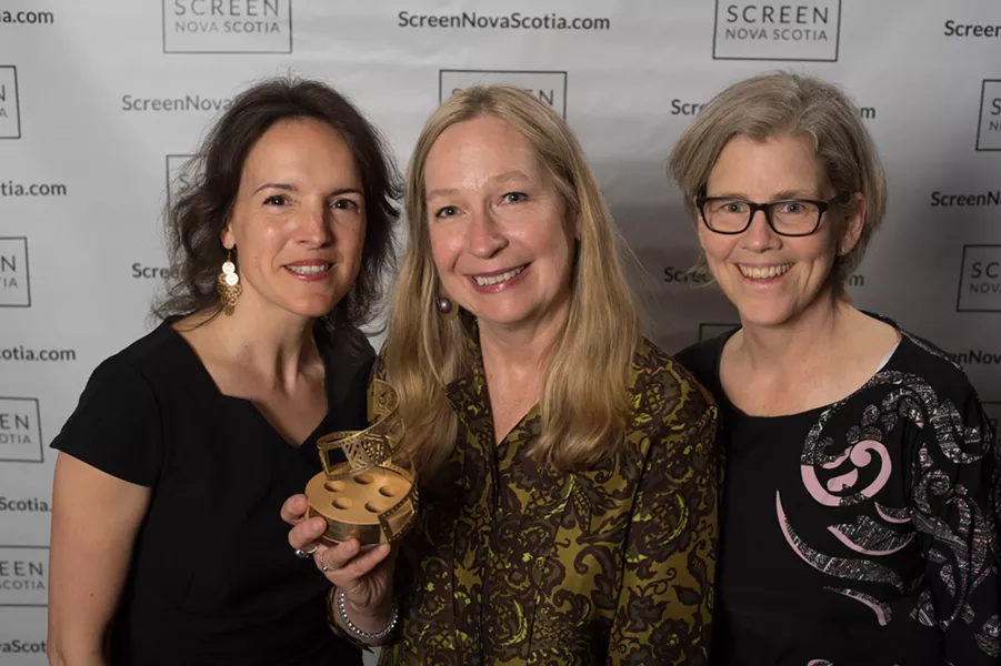 Women in Film and Television-Atlantic's Pamela Seggert and Kimberlee McTaggart with Donna Davies (centre), the first winner of WIFT-AT's Best Director award. - MICHAEL TOMPKINS