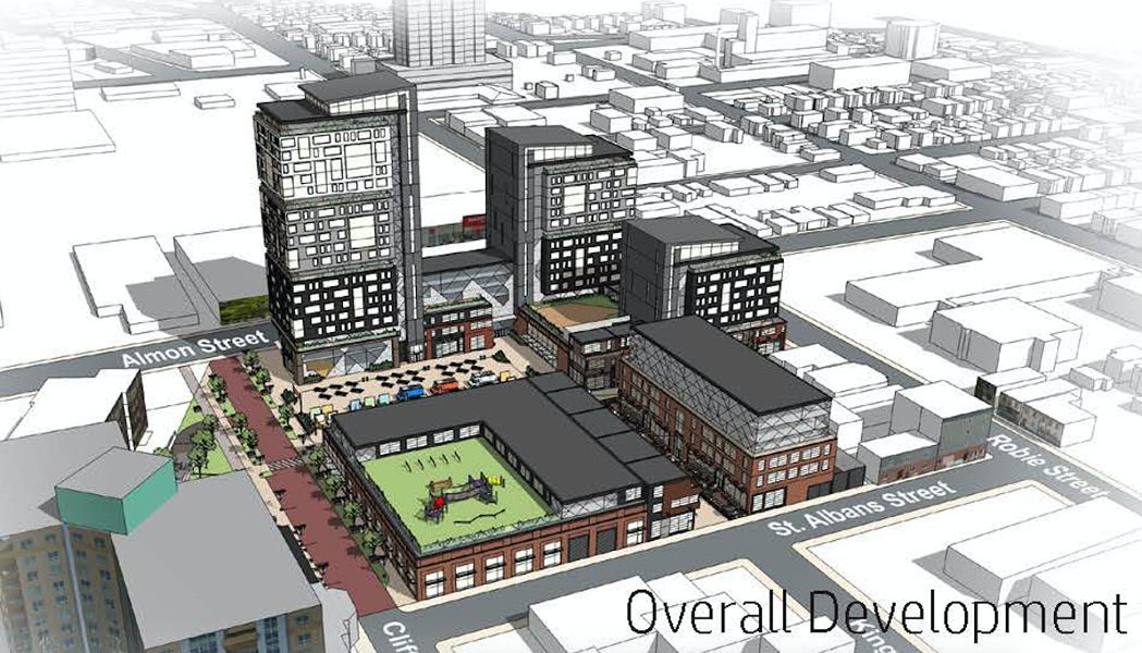 The proposed site, bordering Almon, Robie and St. Alban. - VIA WESTWOOD GROUP
