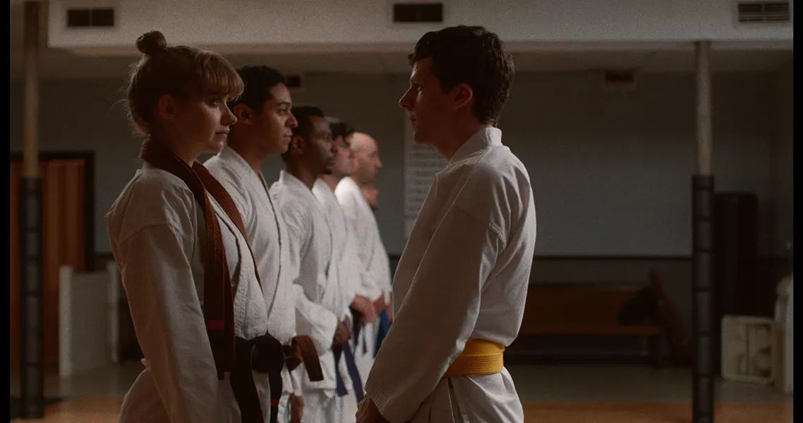 Imogen Poots and Eisenberg connect in Self-Defense. - TARO PR