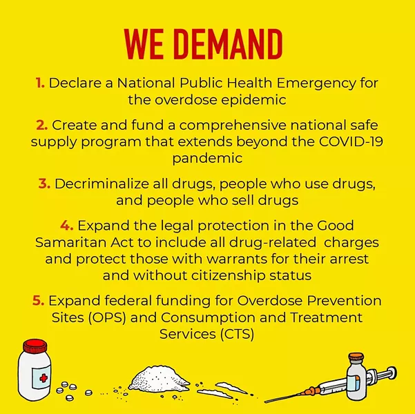 Thursday April 30 is the National Day of Action on the Overdose Crisis 2020, organizers have five demands.
