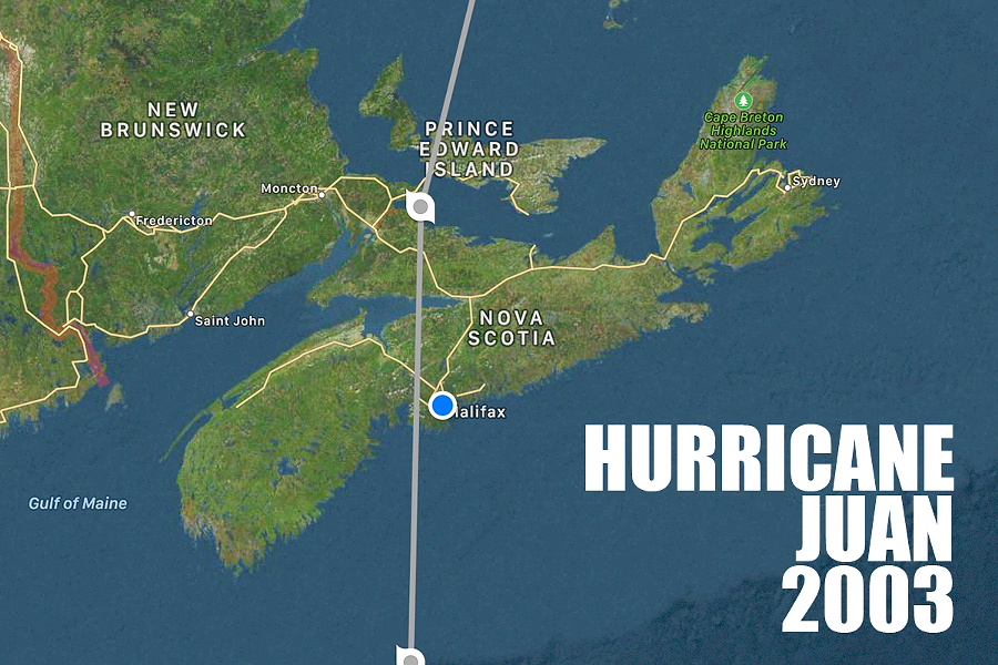 Hurricane Juan landed just west of Halifax when it arrived in September 2003. - HURRICANES PRO APP