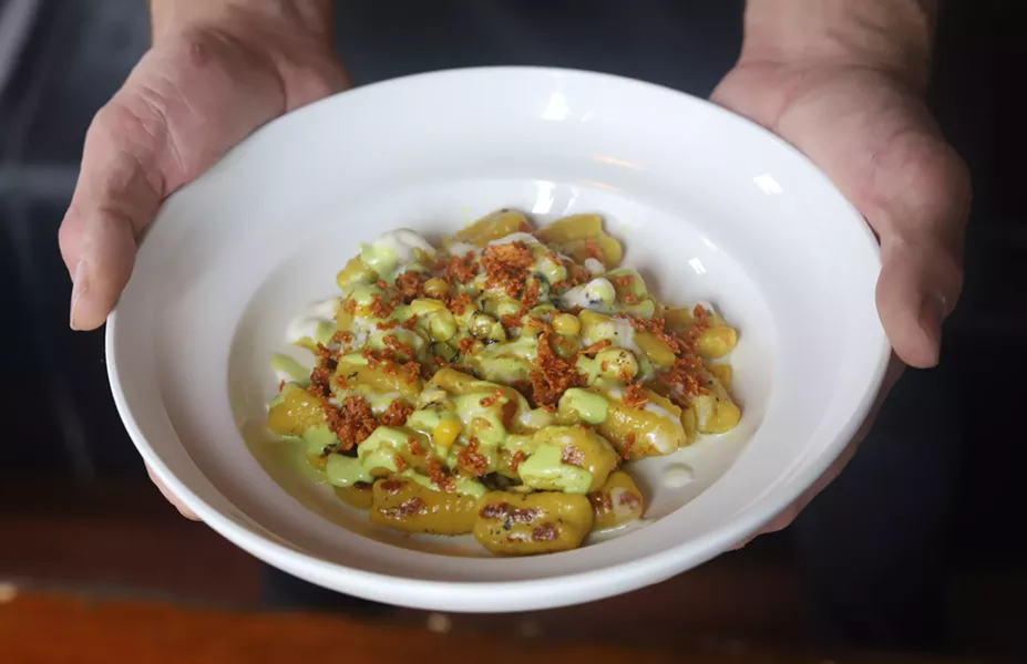 An autumn corn gnocchi with tajin, jalapeno and asiago, cooked up by chef Joel MacLellan. - VICTORIA WALTON