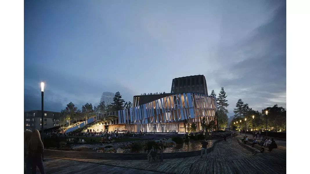 An architectural drawing of what the new AGNS will look like from the boardwalk.