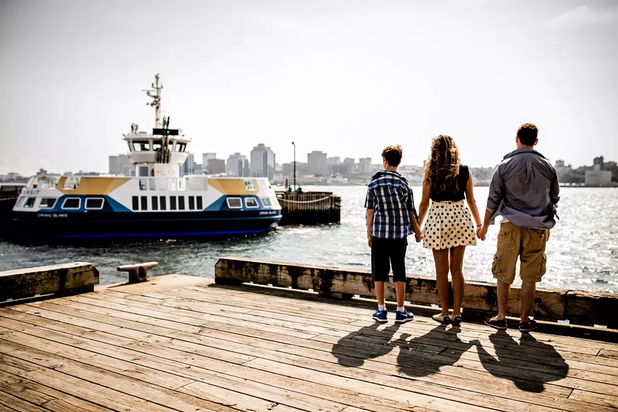 Tie, Priscilla and Cain Blake on the Dartmouth waterfront - RILEY SMITH