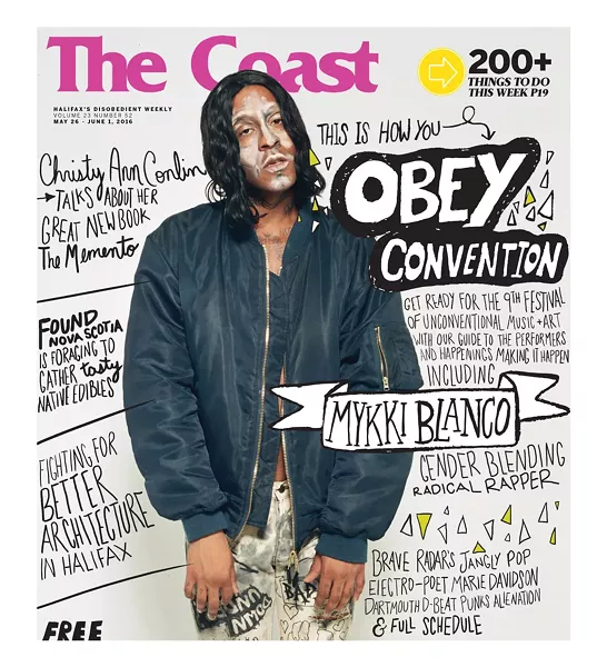 Watch for Mykki Blanco on The Coast's new hard-copy issue, featuring the OBEY Convention guide - HAND-LETTERING BY PAIGE SAWLER