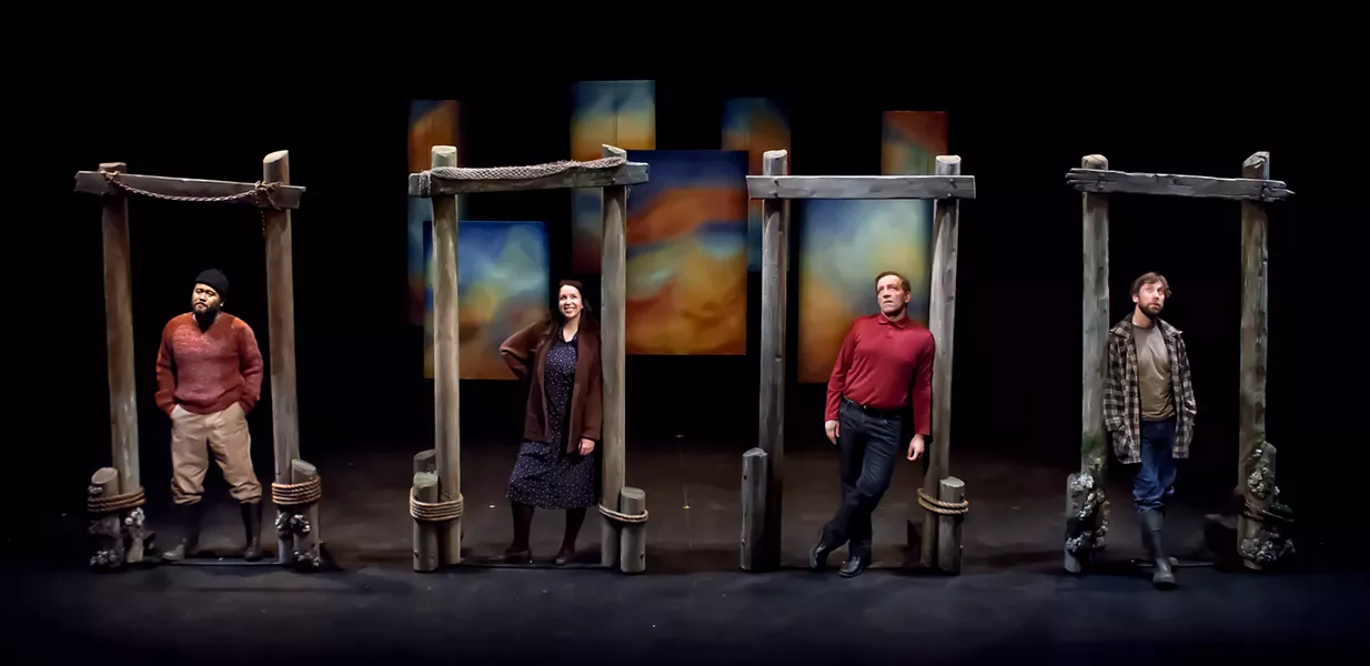 Jon De Leon, Stephanie MacDonald, Ron Kennell and Graham Percy in The Boat. - TIMOTHY RICHARD