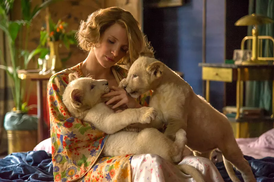 Many shots of Jessica Chastain casually holding animals provide a nice bit of levity in a mostly heavy film. - ELEVATION PICTURES
