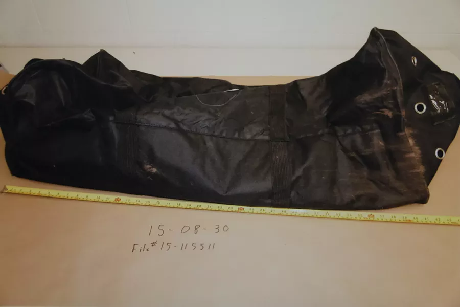 Sandeson's black duffle bag. - KIERAN LEAVITT