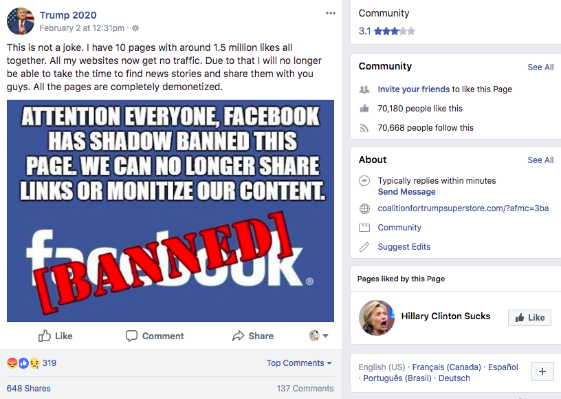 “Trump was right! Look what Obama’s top advisor just admitted. MAKE THIS GO VIRAL,” reads one headline from USAfastnews.net Kingsland shared on his Trump2020 Facebook page (since deleted). Above the post, he writes, “Do you want to see Obama in jail? Comment yes or no.” - VIA FACEBOOK