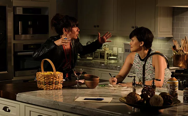 Tracey Deer and actor Brittany LeBorgne on the set of Mohawk Girls. - COURTESY OF APTN