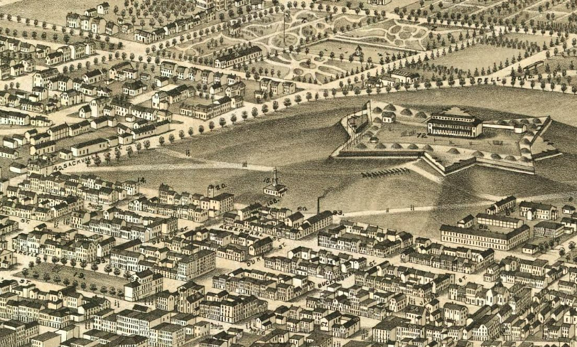 A panoramic map of Halifax from 1879. Several of the city's planning bylaws have been updated since then. - LIBRARY OF CONGRESS
