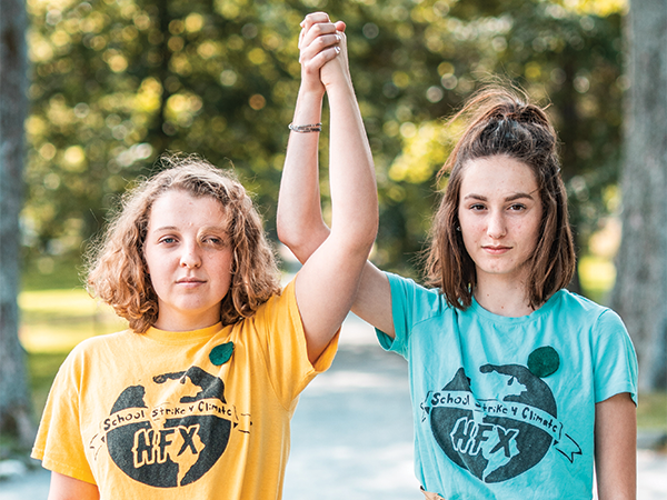 Willa Fisher (left) and Julia Sampson organized the first Fridays for Future strike. - DANIEL DOMINIC