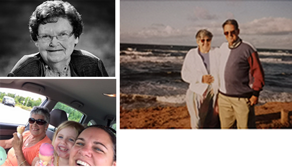COVID took the lives of Northwood residents Mamie Francis, top left, Paul Sullivan, shown at right with his wife, and Gena Hemsworth, pictured enjoying an afternoon out with family. - SUBMITTED