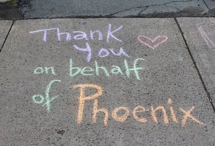 A random act of sidewalk chalk from Phoenix youth for Random Acts of Kindness Day. - SUBMITTED BY PHOENIX YOUTH PROGRAMS