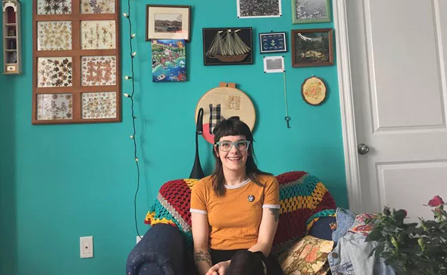 Chandler finds embroidery “meditative.” - SARA CONNORS