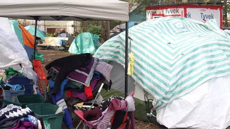 Collecting heavy winter clothing at People&rsquo;s Park as temperatures drop.