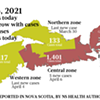 Map of COVID-19 cases reported in Nova Scotia as of April 6, 2021. Legend <a href="https://www.thecoast.ca/COVID19Needtoknow/archives/2020/10/27/legendary" target="_blank">here</a>. THE COAST Map of COVID-19 cases reported in Nova Scotia as of April 6, 2021. Legend <a href="https://www.thecoast.ca/COVID19Needtoknow/archives/2020/10/27/legendary" target="_blank">here</a>. THE COAST