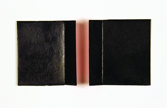 Chroma (Red for Derek Jarmen). Graphite powder, silkscreened pigment, archival wax on cardboard, 12.25” X  15.25” (framed), 2013. Image courtesy of the artist and Lisa Sette Gallery, Phoenix, AZ.