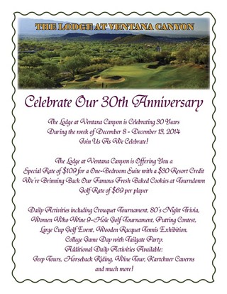 The Lodge at Ventana Canyon Celebrates its 30 Year Anniversary