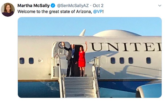 Republican Martha McSally creates an image for Democrat Mark Kelly to use in his campaign to oust her from the U.S. Senate.
