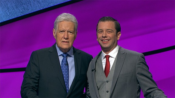 Eric Smith with Jeopardy! legend Alex Trebek
