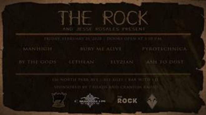 The Rock and Jesse Rosales present manhigh, Bury Me Alive, Pyrotechnica, By the Gods, Lethean, Elyzian, and Ash To Dust