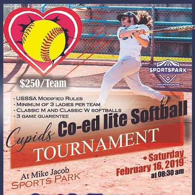 Feb 16th Cupid's Softball Tournament Co-ed Lite 10v10