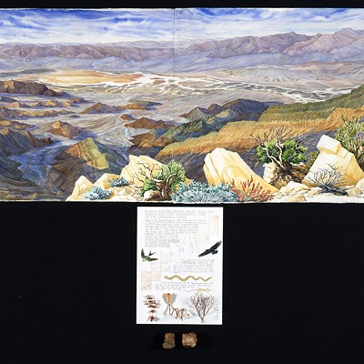 Tony Foster, A Walk Across Death Valley, Part Two: Looking NNE from Aguereberry Point to the Amargosa Range, 1991, watercolor, 31.625 x 68.325 in. Private Collection