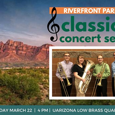 The UArizona Low Brass Quartet will perform at the Riverfront Park Classical Concert on March 22 at 4:00 PM.