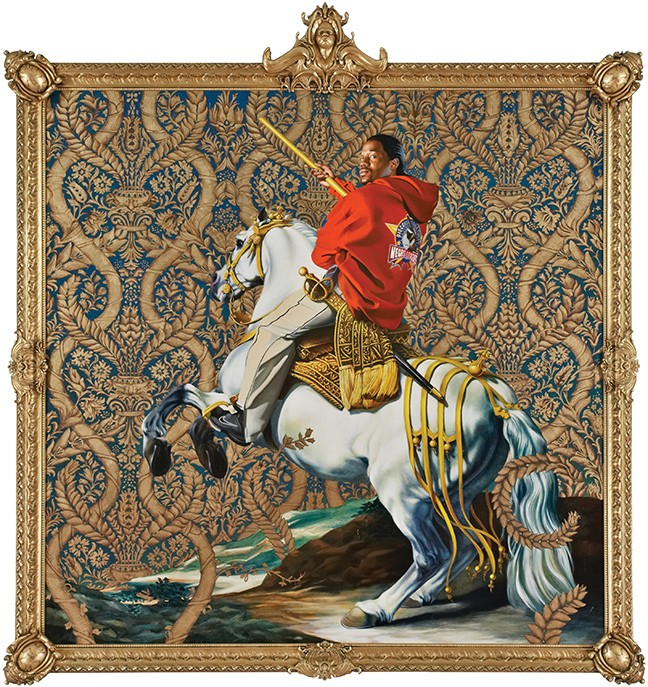 “Equestrian Portrait of the Count Duke Olivares,” oil on canvas by Kenhide Wiley, 2005.