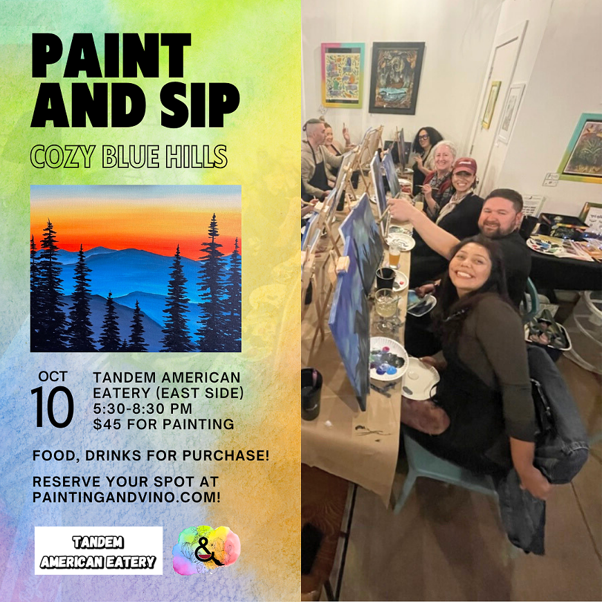Cozy Blue Hills Paint and Sip at Tandem American Eatery Tandem