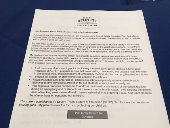 Ken Bennett's newly-released school safety plan. - KATHLEEN B. KUNZ