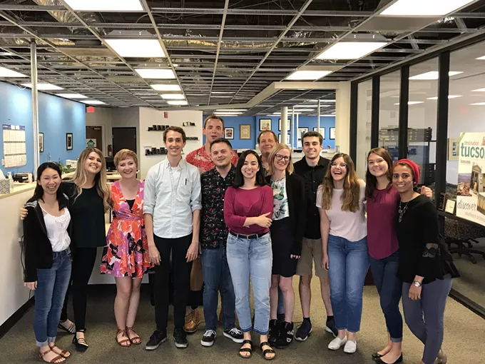 Interns posed for a photo with their editors on their last day at the Tucson Local Media office. - STAFF