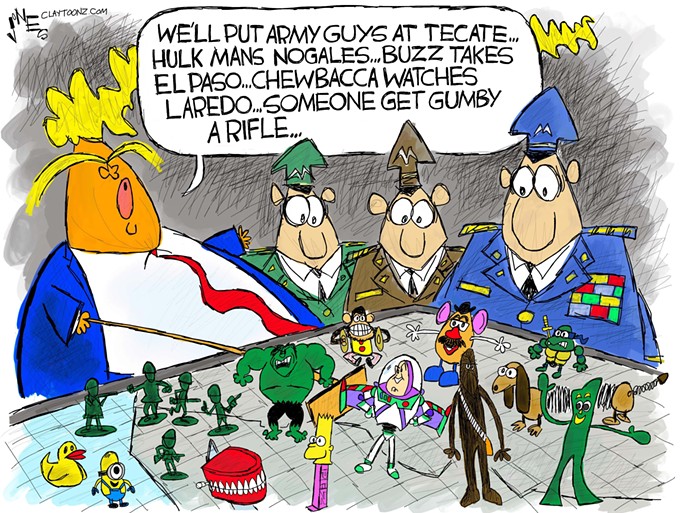 Claytoon of the Day: Trump Toys With The Border