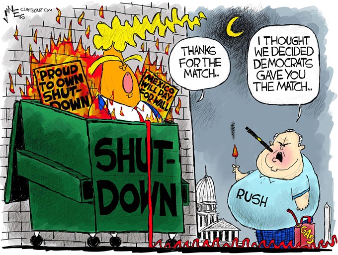 Claytoon of the Day: Rush To A Dumpster Fire