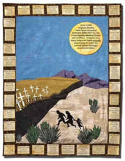 Jennifer Eschedor, Migrant Memorial, 2018, cotton fabric, ink and embroidery floss, - COURTESY ETHERTON GALLERY