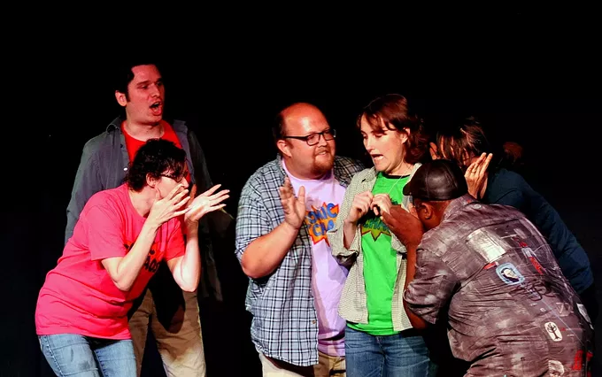 The Unscrewed Family Hour improvises fresh, original comic- book stories from audience suggestions. - JON SCANLON