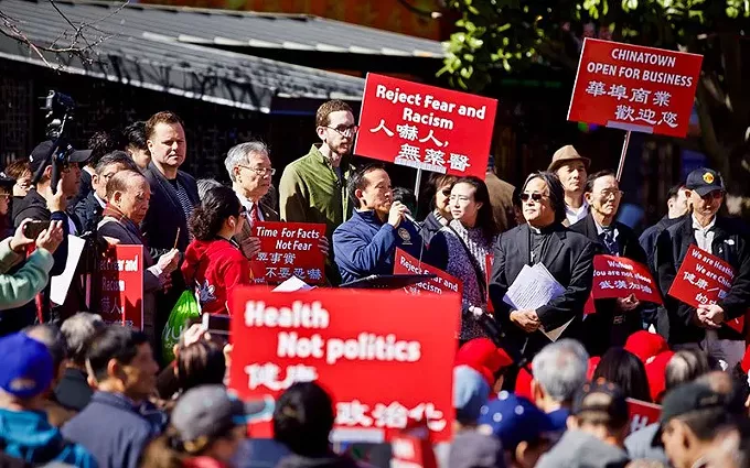 Protesters speak out against racism amid the COVID-19 pandemic during a demonstration Feb. 29, 2020, in San Francisco’s Chinatown. The pandemic and its link to Wuhan, the Chinese industrial city where the virus was first detected, has prompted harassment of Asian Americans and concerns among experts of longer-lasting effects on emotional and mental health. - CDEL FAMILY/CREATIVE COMMONS)