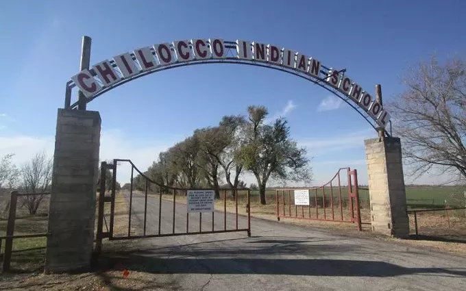 The Chilocco Indian Agricultural School in northern Oklahoma, one of hundreds across the country in the 19th and 20th centuries that that worked to forcibly assimilate Native American children into Western culture, separating famlies and often punishing use of tribal language and traditions. (pcol / Creative Commons)