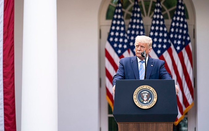 President Donald Trump, shown here at a Monday event in the Rose Garden to discuss the state of coronavirus testing in the U.S. Trump announced late Thursday that he and the first lady tested positive for COVID-19 and would be quarantining. - PHOTO BY SHEALAH CRAIGHEAD/THE WHITE HOUSE