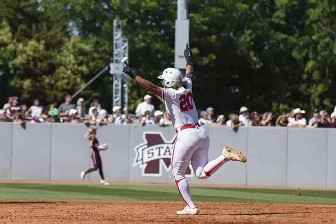 Carlie Scupin (20) —- Starkville, Mississippi — Arizona softball vs. Mississippi State May 28, 2022. - MIKE MATTINA/ARIZONA ATHLETICS