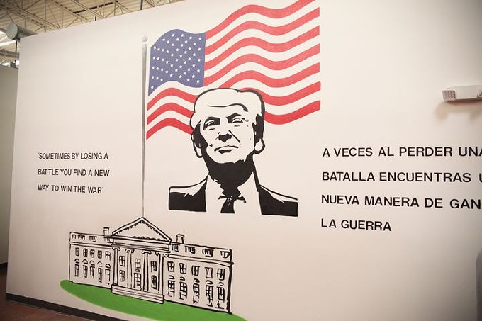 The image that greets children in a detention center in Texas.