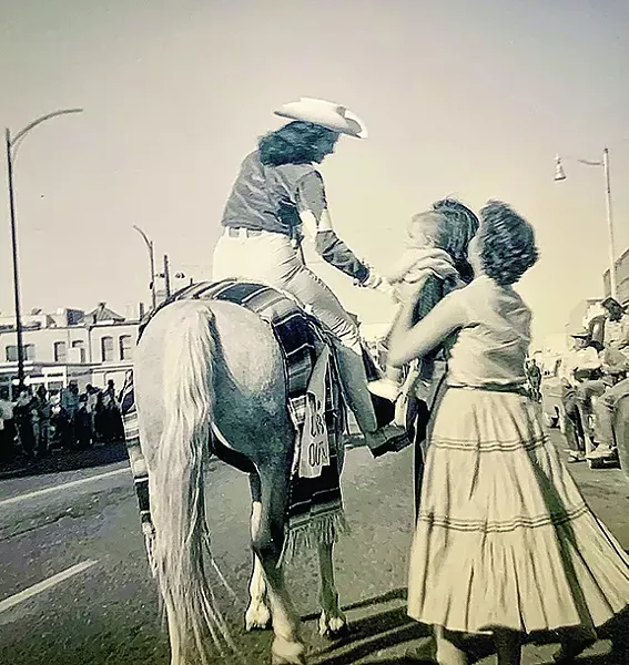 LaVerne on horseback greets fans, circa 1955. - COURTESY PHOTO