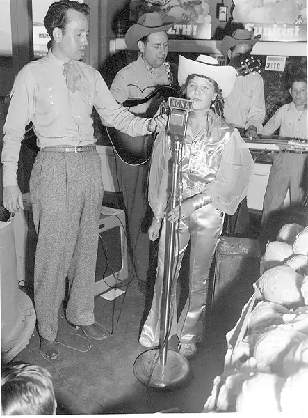 LaVerne on KCNA radio performing at Goodman's Market grand opening, circa 1952 - COURTESY PHOTO