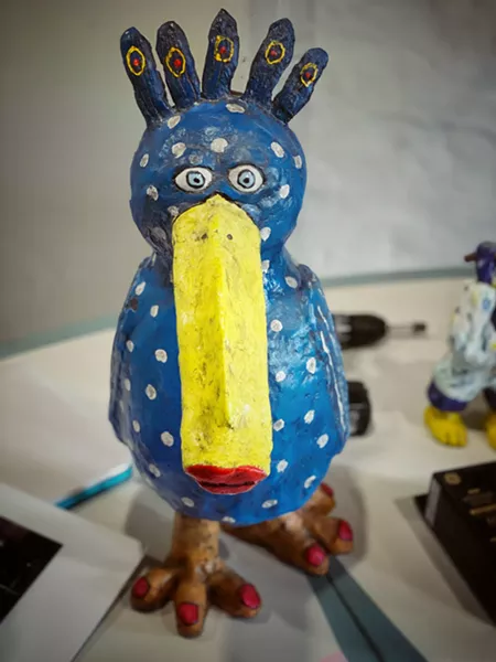 A Charlie Spillar mixed-media sculpture of a snowbird named "Priscilla," at Valley of the Moon. - BRIAN SMITH